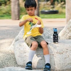 Klean Kanteen Insulated Kid Classic (355ml) - Brushed Stainless -Outweli Camping Shop K12KVCPPS PD boys waterbottle airplane raphics lifestyle